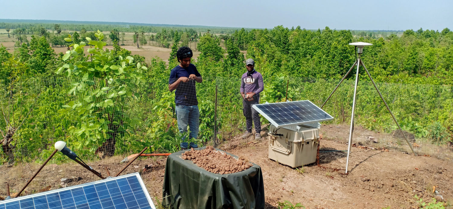 Current Ph.D. student Mohimanul Islam and LSU PH.D. candidate Rasheed Ajala servicing a seismic station and permanent GPS stations located in central Myanmar that is located above the Kabaw fault. 