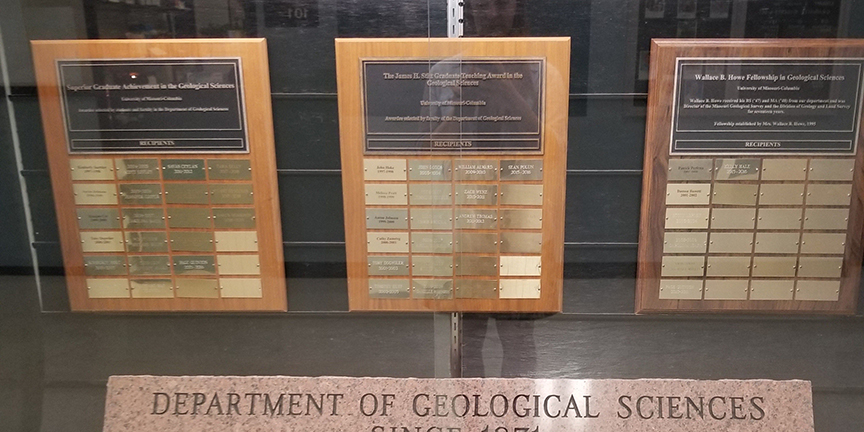 Photo of Department of Geological Sciences plaque