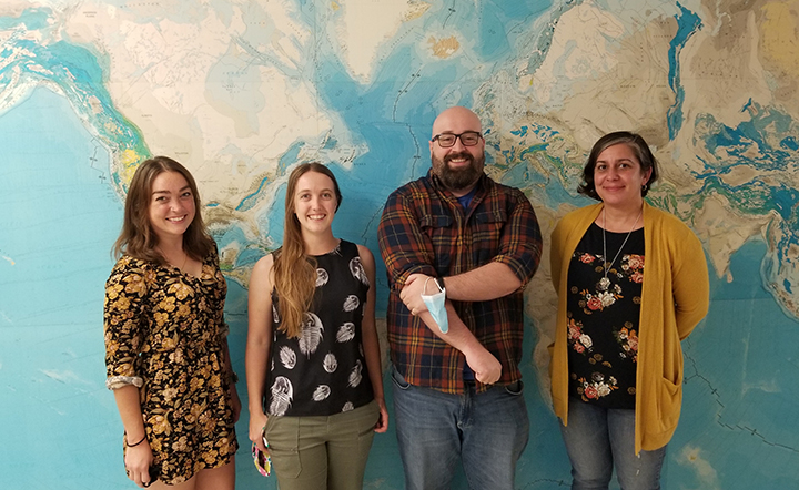 Pic of (l-r) Tara Selly, Assistant Research Professor; Sarah Jacquet, Assistant Professor; Hector Lamadrid, Assistant Professor; Tandis Bidgoli, Assistant Professor. 